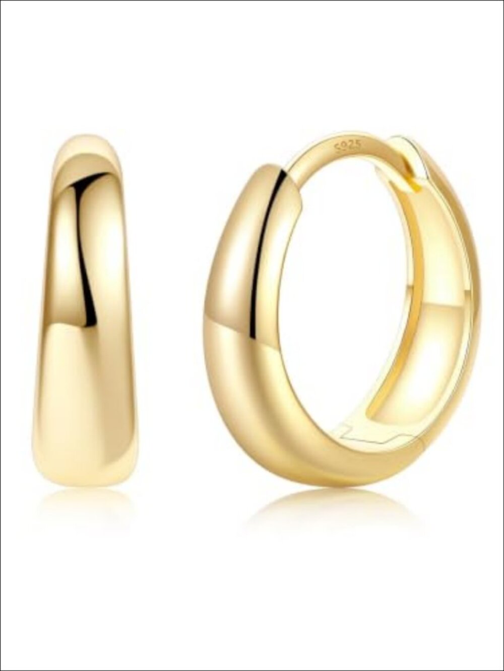 14K Gold Plated Chunky Hoop Earrings Huggie Hoops Women Everyday Gift
